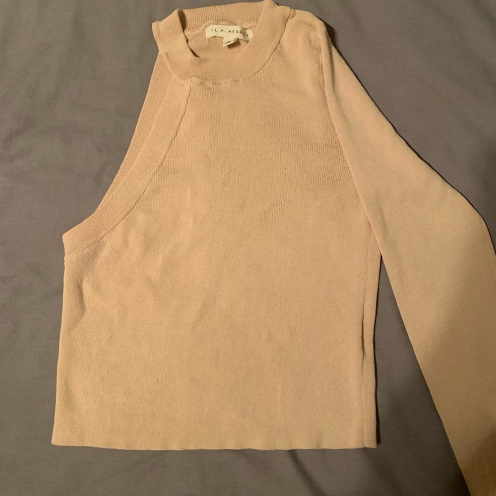 One sleeve beige top